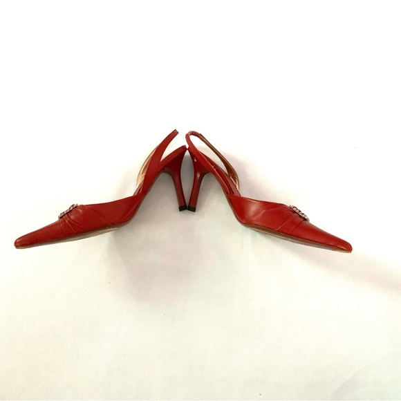 Mocassino Red Leather Slingback with rhinestones - Picture 3 of 4